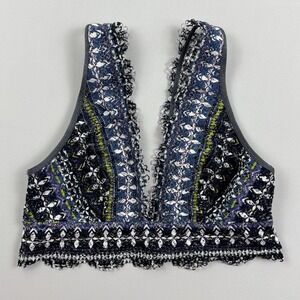 Victoria's Secret Women Medium Lace Bralette Boho Indie Floral Crochet Bralette